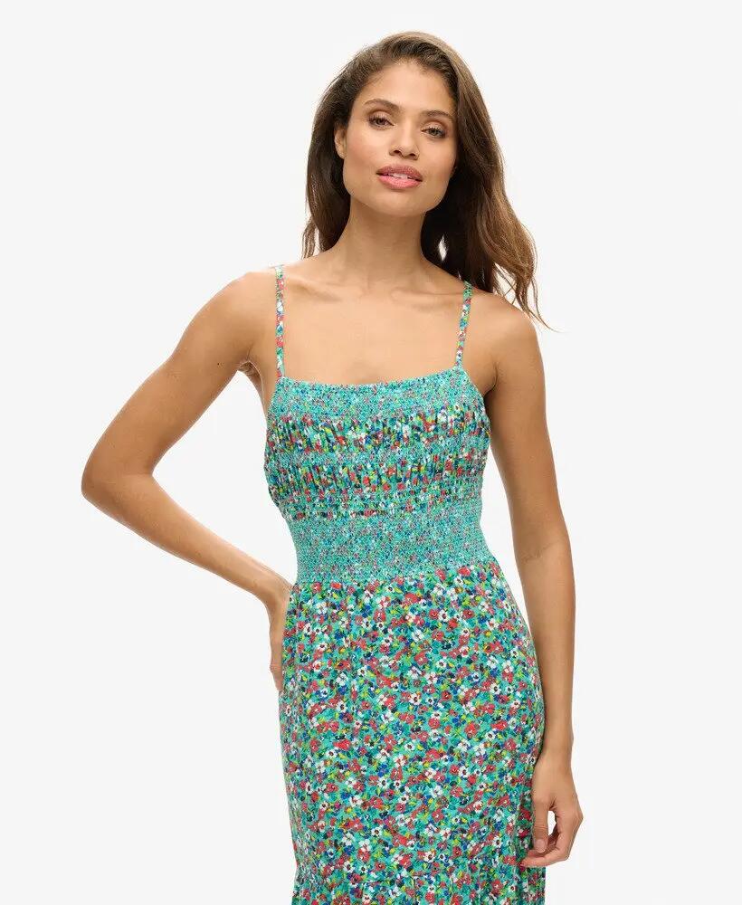 superdry Vestito lungo Smocked Cami in cotone con corpetto arricciato 2/7