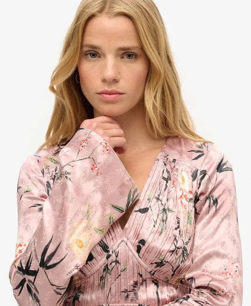 superdry Jacquard mini-jurk met uitlopende mouwen 3/7