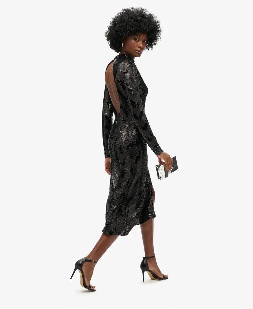 superdry Vestido midi Chevron Open Back com lantejoulas décor 2/7