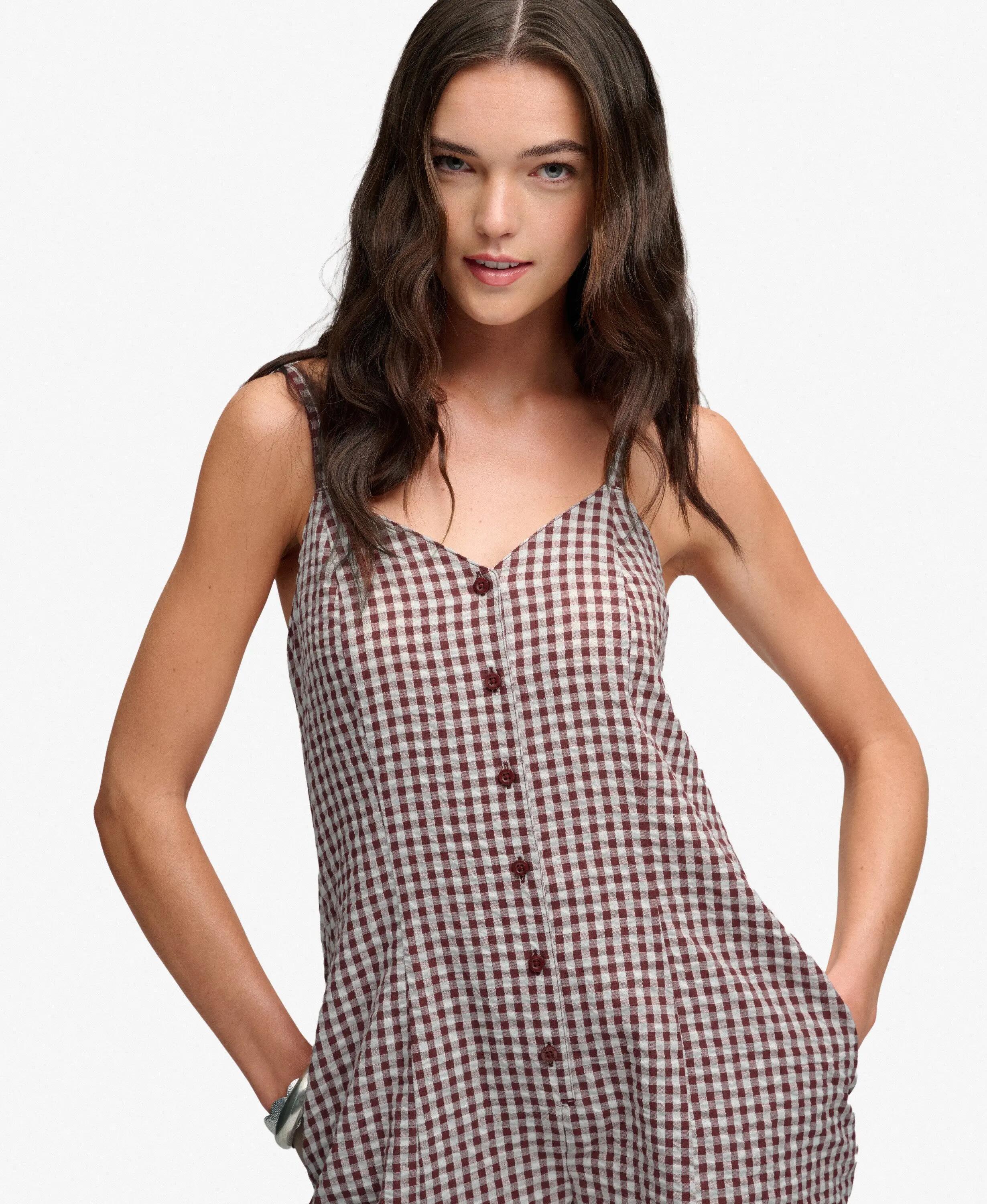 superdry Macacão Gingham Cami em algodão biológico com renda 4/7