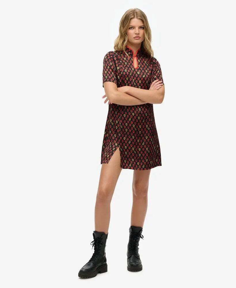 superdry Vestido curto Mandarin Jacquard em viscose 2/6