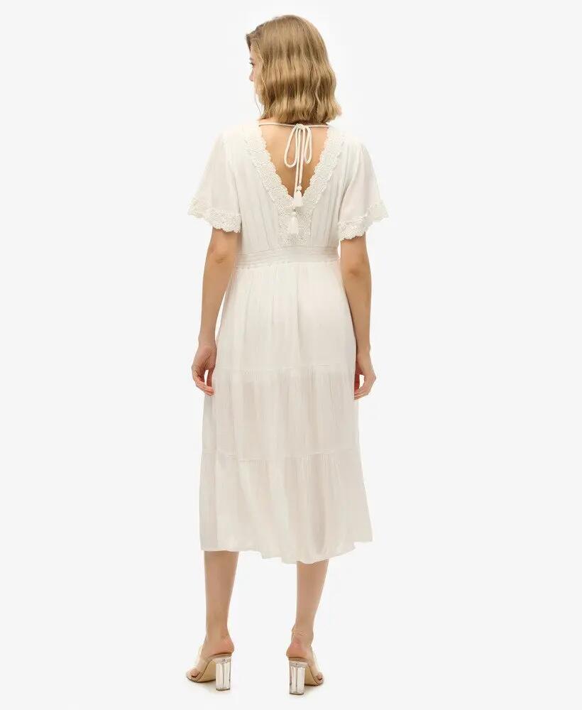 superdry Vestido midi Ibiza S/s Tea em viscose - OFF WHITE 3/6