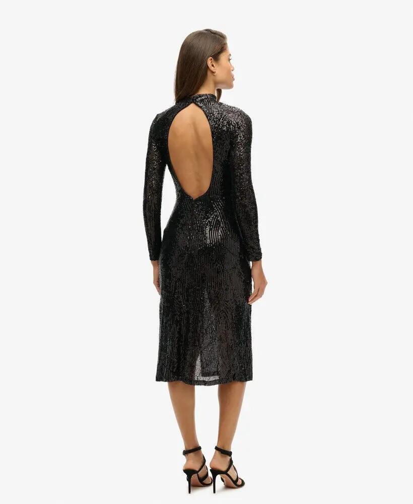 superdry Vestido midi de lantejoulas com costas descobertas 4/7