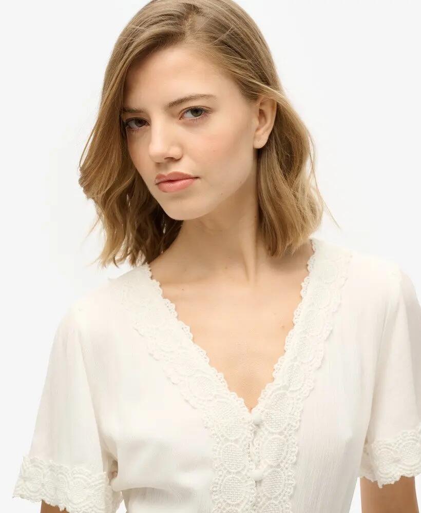 superdry Vestido midi Ibiza S/s Tea em viscose - OFF WHITE 2/6