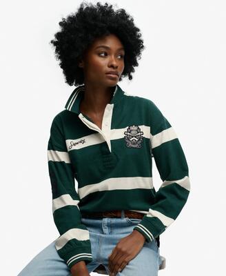 Superdry crest stripe rugby top van biologisch katoen – relaxed fit