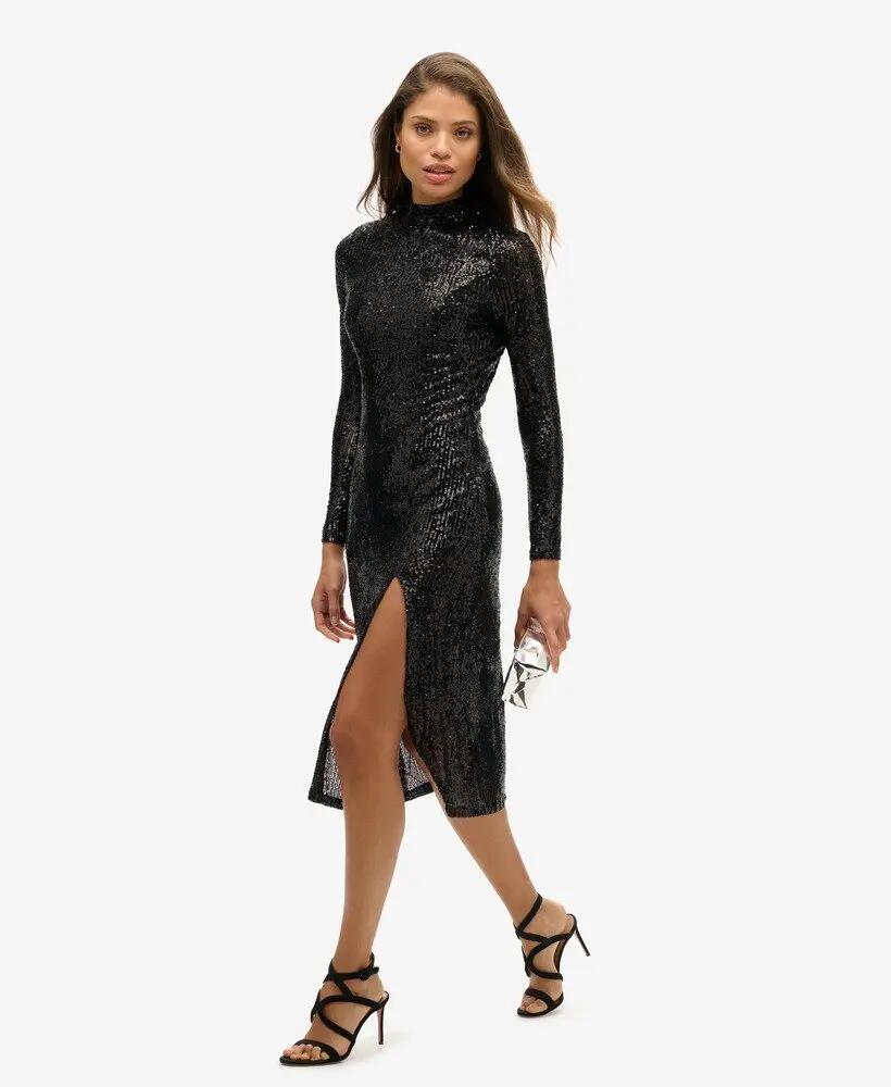 superdry Vestido midi de lantejoulas com costas descobertas 3/7