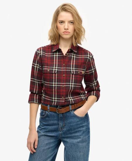 superdry Lumberjack Check Flannel Shirt Frontier Check Red