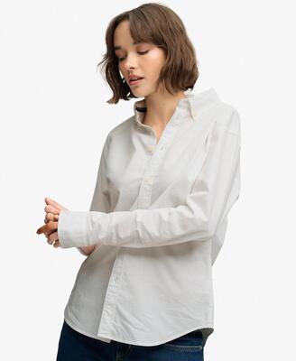Superdry slim oxford overhemd lange mouw van biologisch katoen – optic white