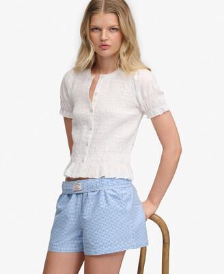 superdry Short Sleeve Smocked Top con corpetto arricciato