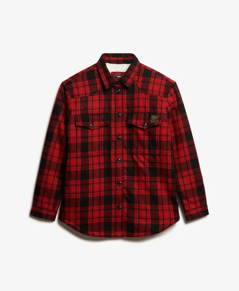 superdry Overshirt Borg Flannel a Quadri Rosso 6/7