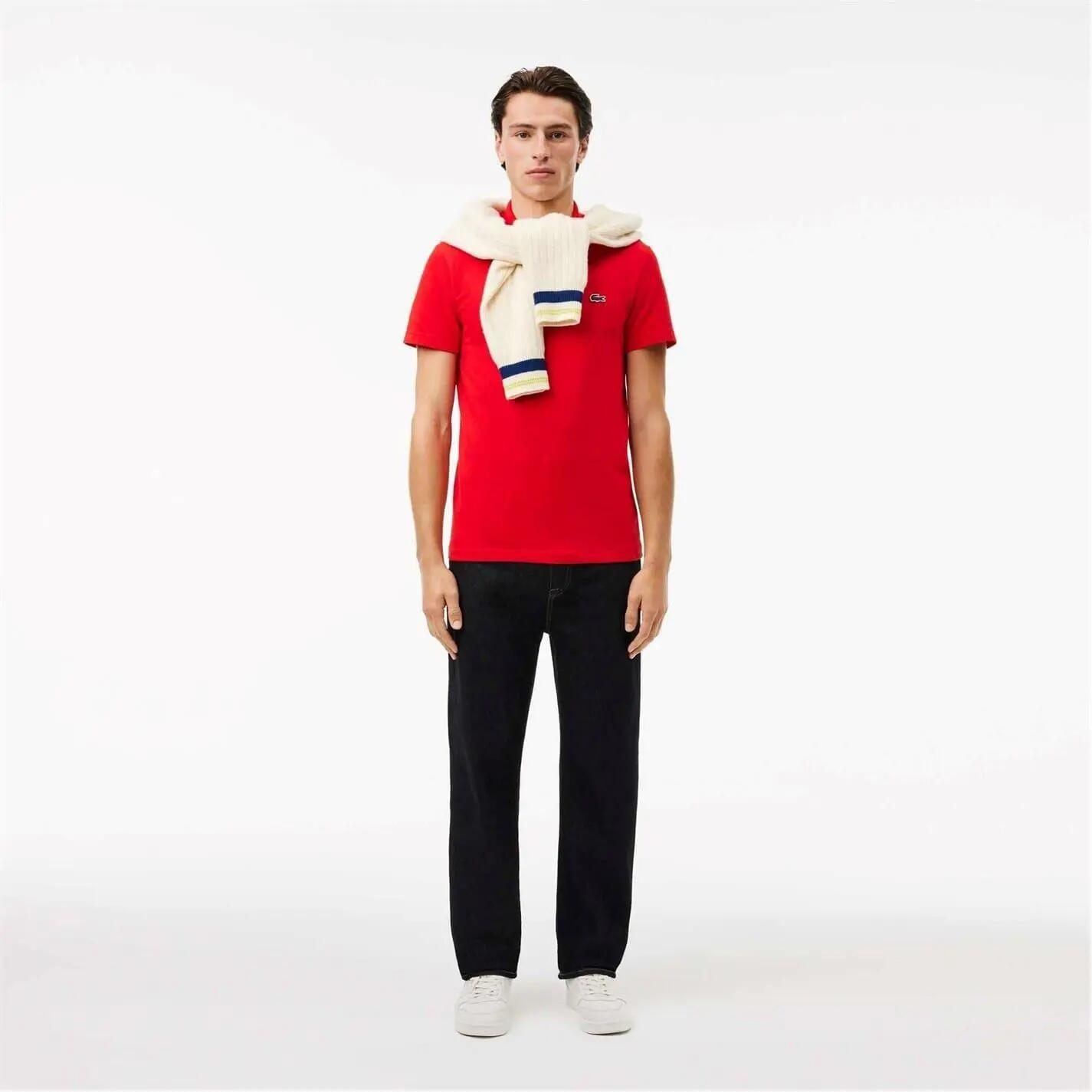 Maglietta Polo Misto Cotone Uomo Lacoste Rosso 4/5