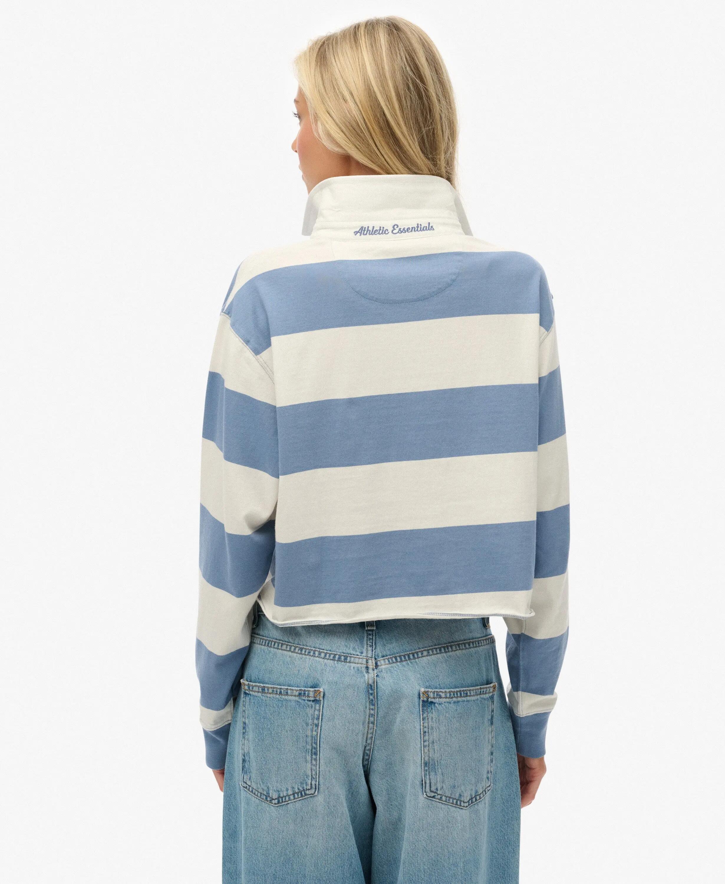 superdry Athletic Essentials Cropped Stripe Rugby Top aus Bio-Baumwolle 5/5