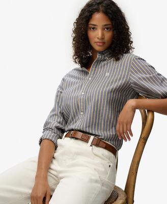 Superdry slim oxford overhemd lange mouw van biologisch katoen – optic white