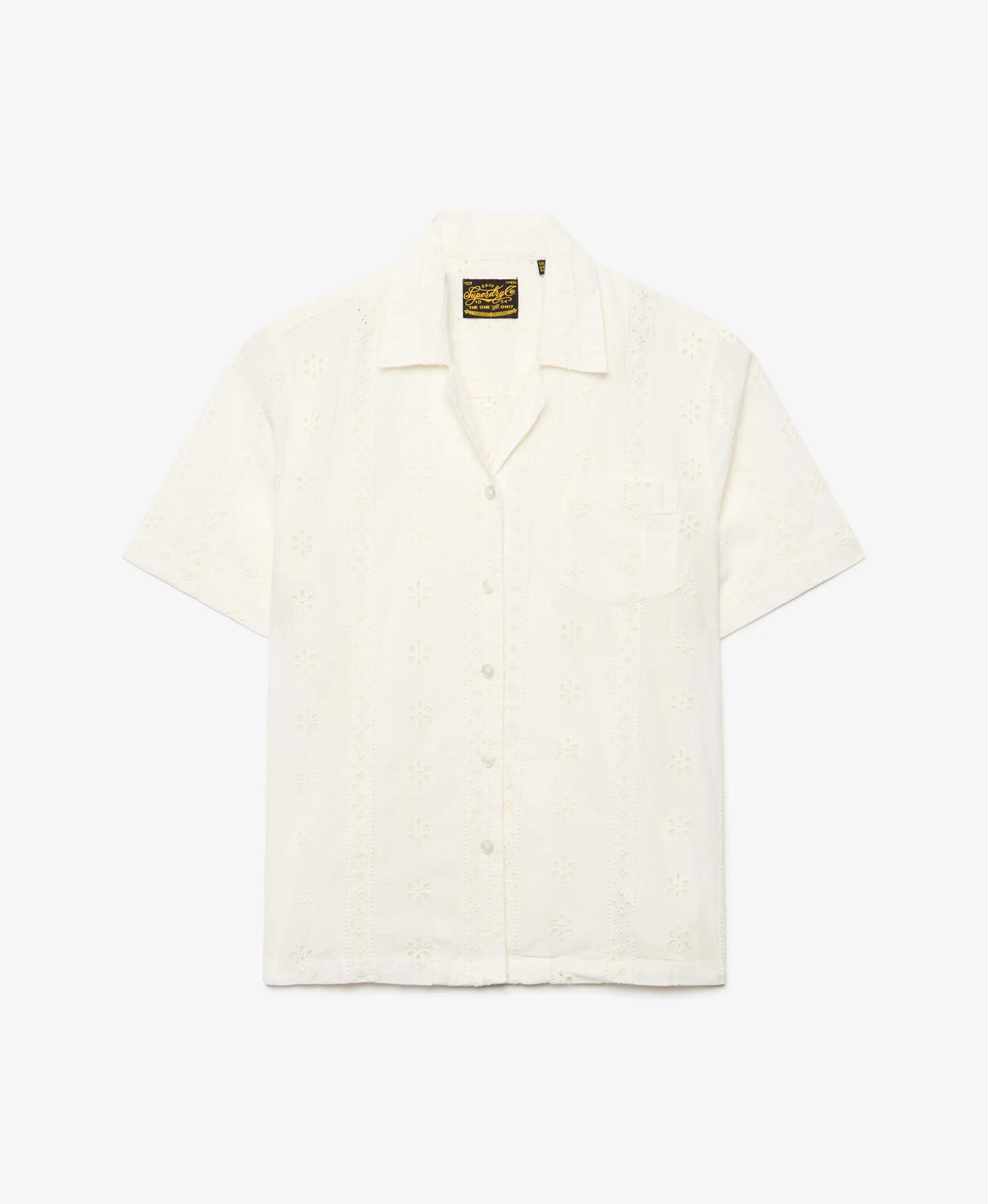 superdry Camicia Heritage Broderie manica corta in cotone bio - OFF WHITE 7/7