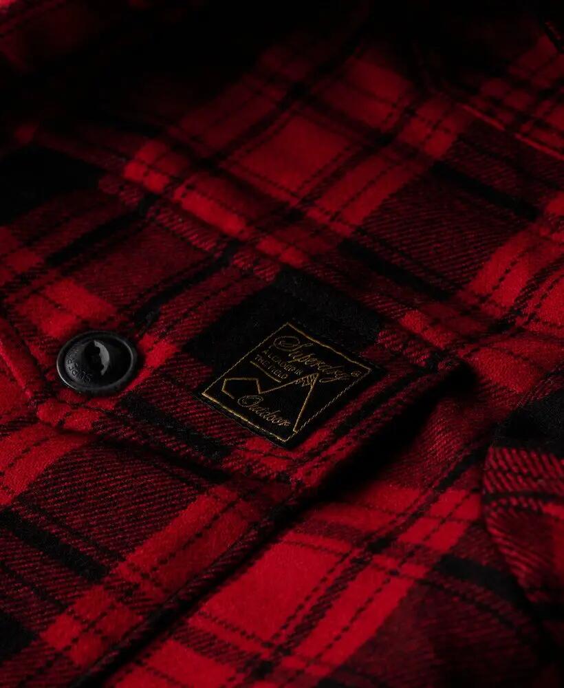 superdry Overshirt Borg Flannel a Quadri Rosso 5/7