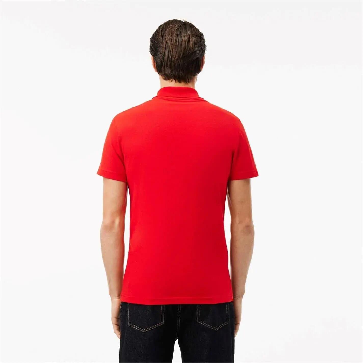 Maglietta Polo Misto Cotone Uomo Lacoste Rosso 3/5