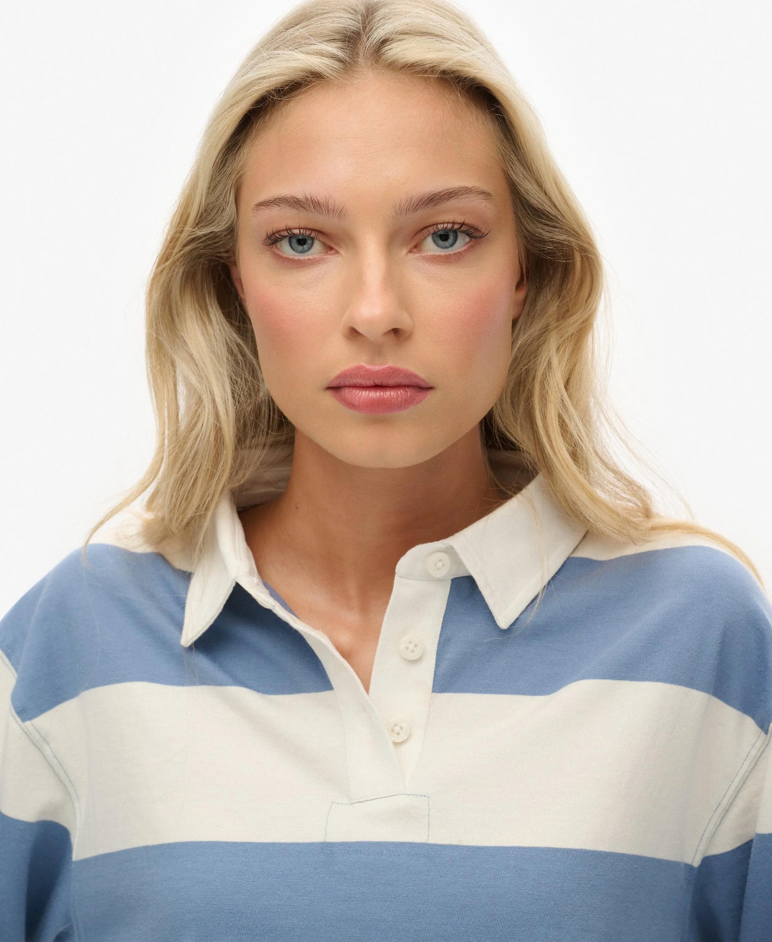 superdry Athletic Essentials Cropped Stripe Rugby Top aus Bio-Baumwolle 4/5