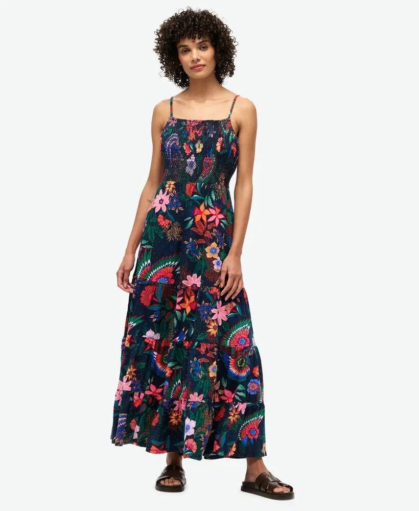 superdry Smocked Cami Maxi Dress in cotone – corpetto a smock 2/7