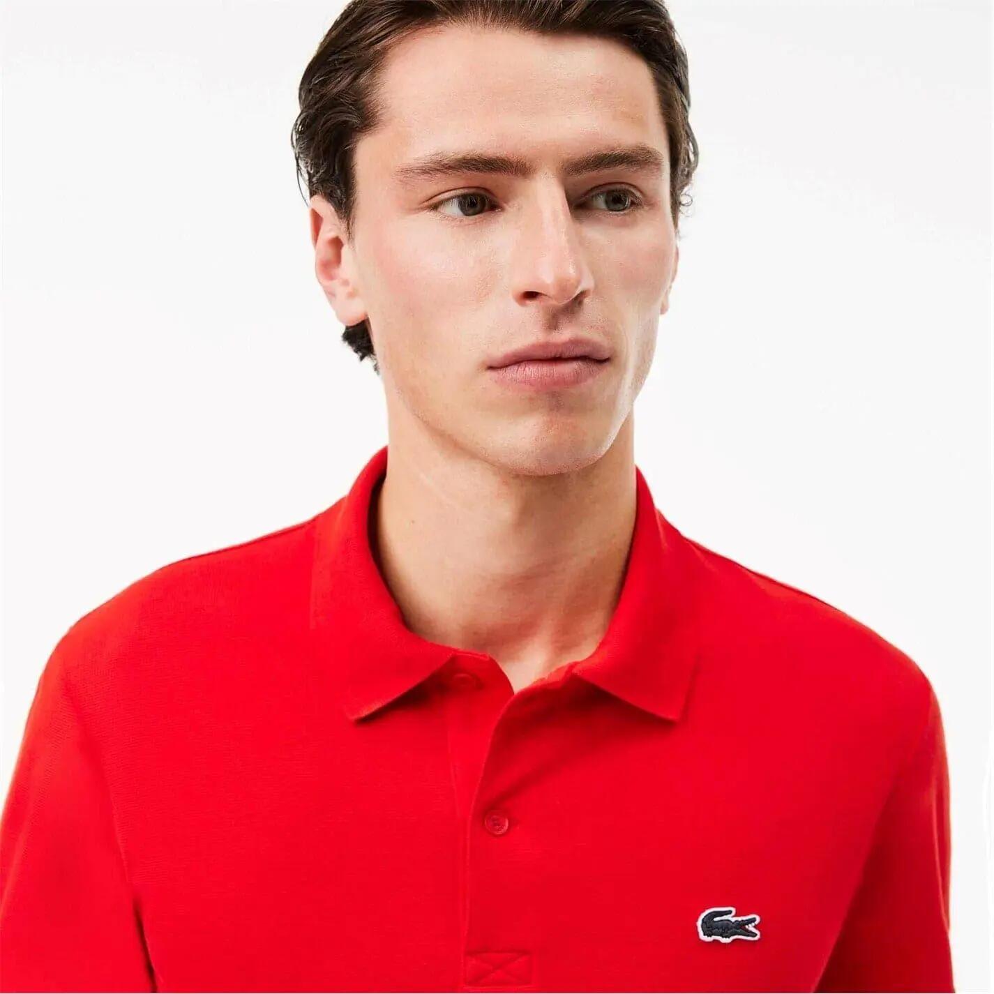 Maglietta Polo Misto Cotone Uomo Lacoste Rosso 2/5