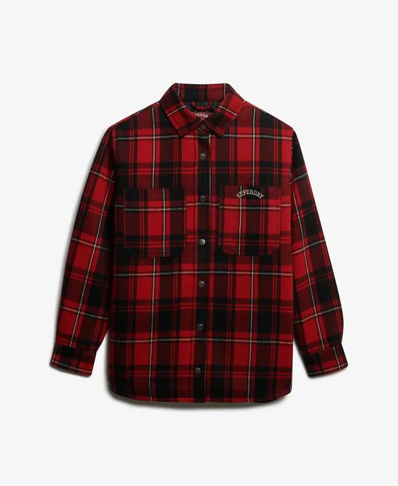 superdry Check Lined overhemd oversized rood ruit 7/7