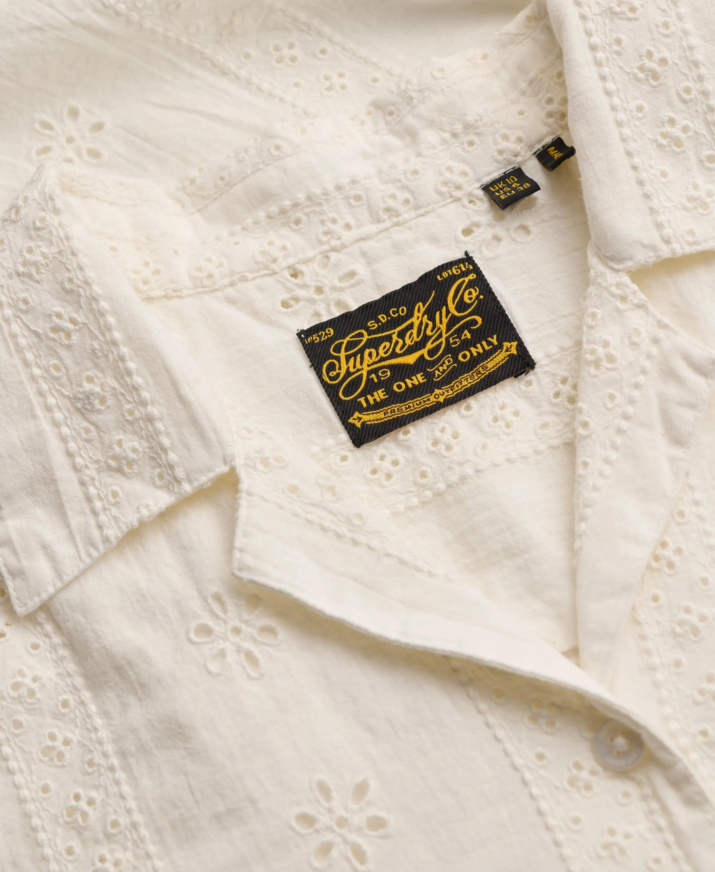 superdry Camicia Heritage Broderie manica corta in cotone bio - OFF WHITE 6/7