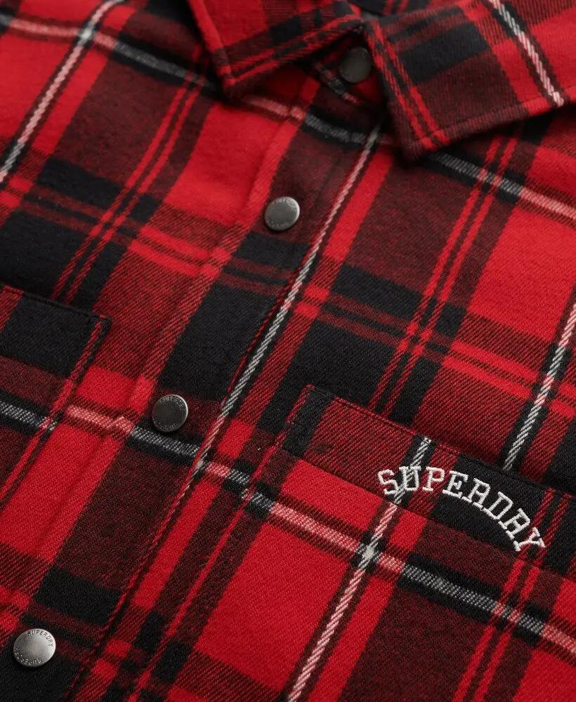 superdry Check Lined overhemd oversized rood ruit 6/7