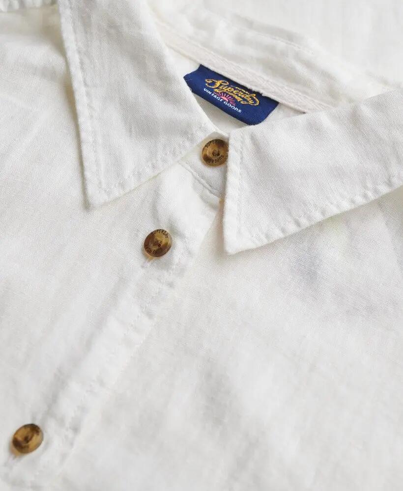 superdry Camisa Boyfriend Casual em Linho – OPTIC 5/6