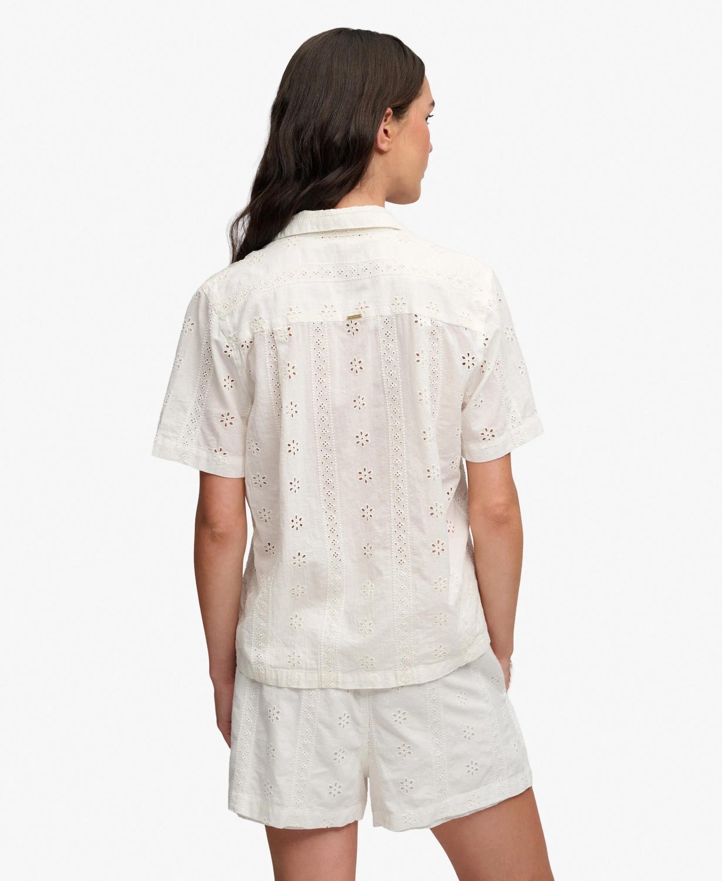 superdry Camicia Heritage Broderie manica corta in cotone bio - OFF WHITE 5/7