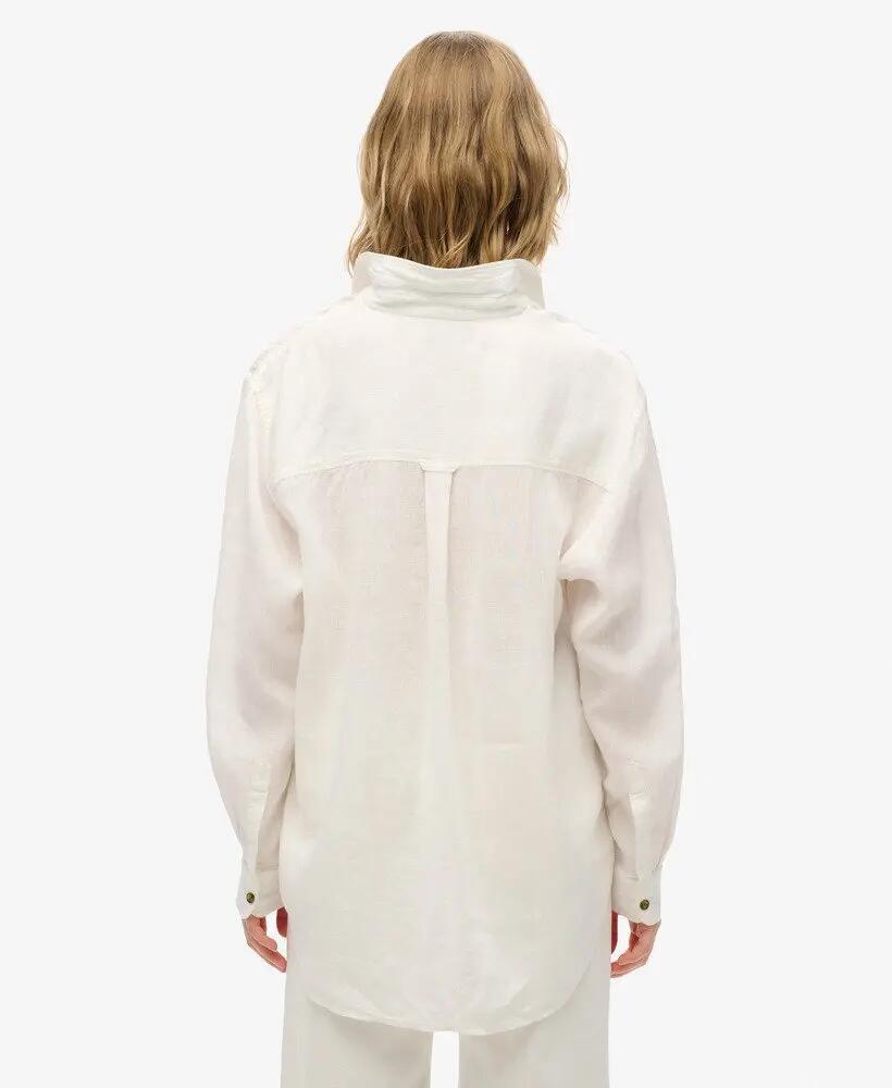superdry Camisa Boyfriend Casual em Linho – OPTIC 4/6