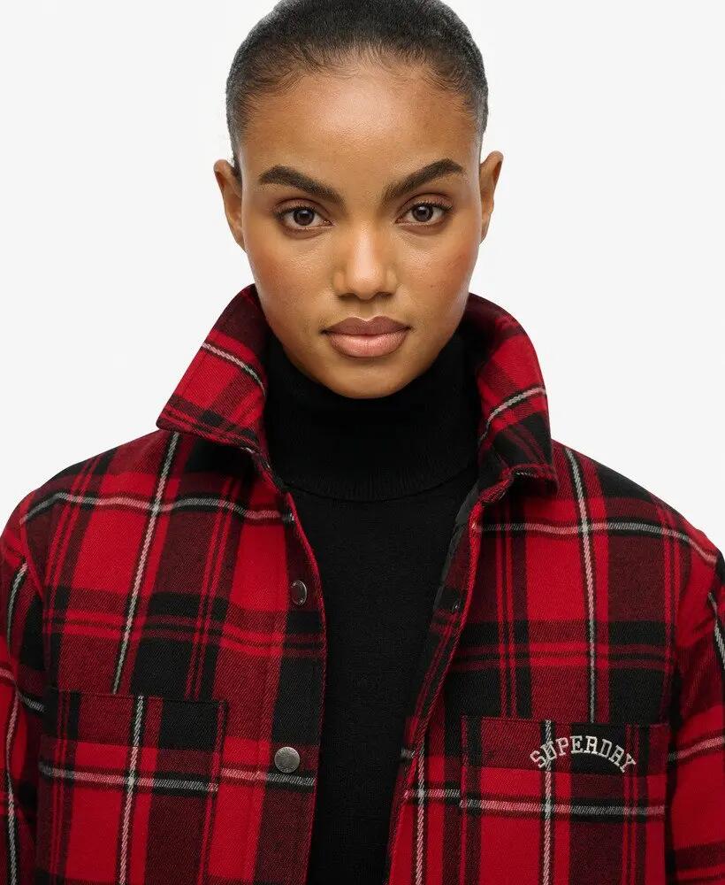 superdry Check Lined overhemd oversized rood ruit 4/7