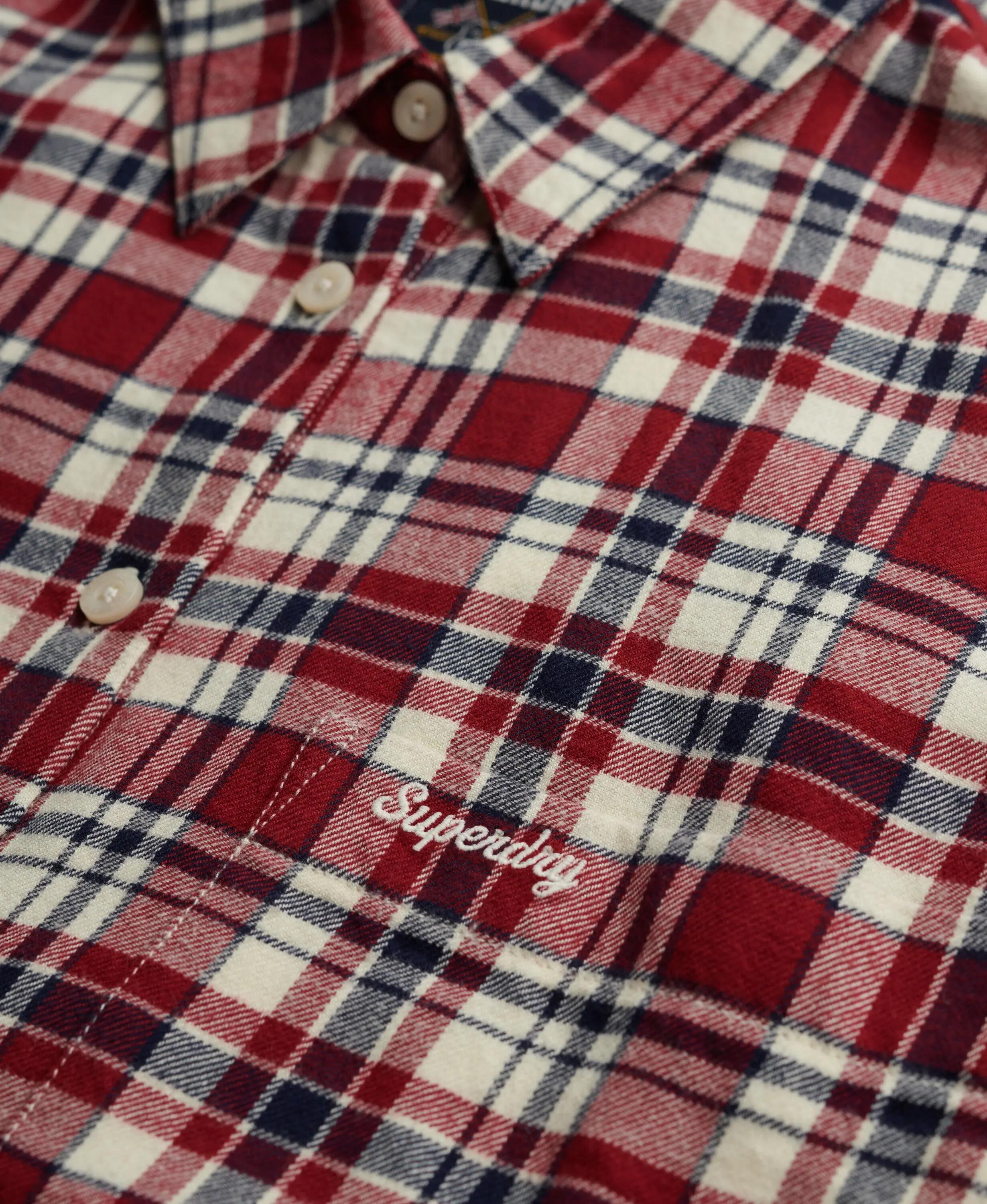 superdry Camisa Check Flannel Relaxed em algodão orgânico – Bordeaux Red Check 6/7