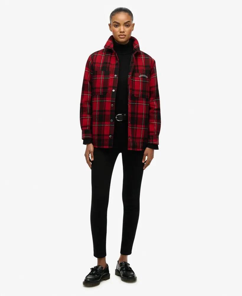 superdry Check Lined overhemd oversized rood ruit 3/7