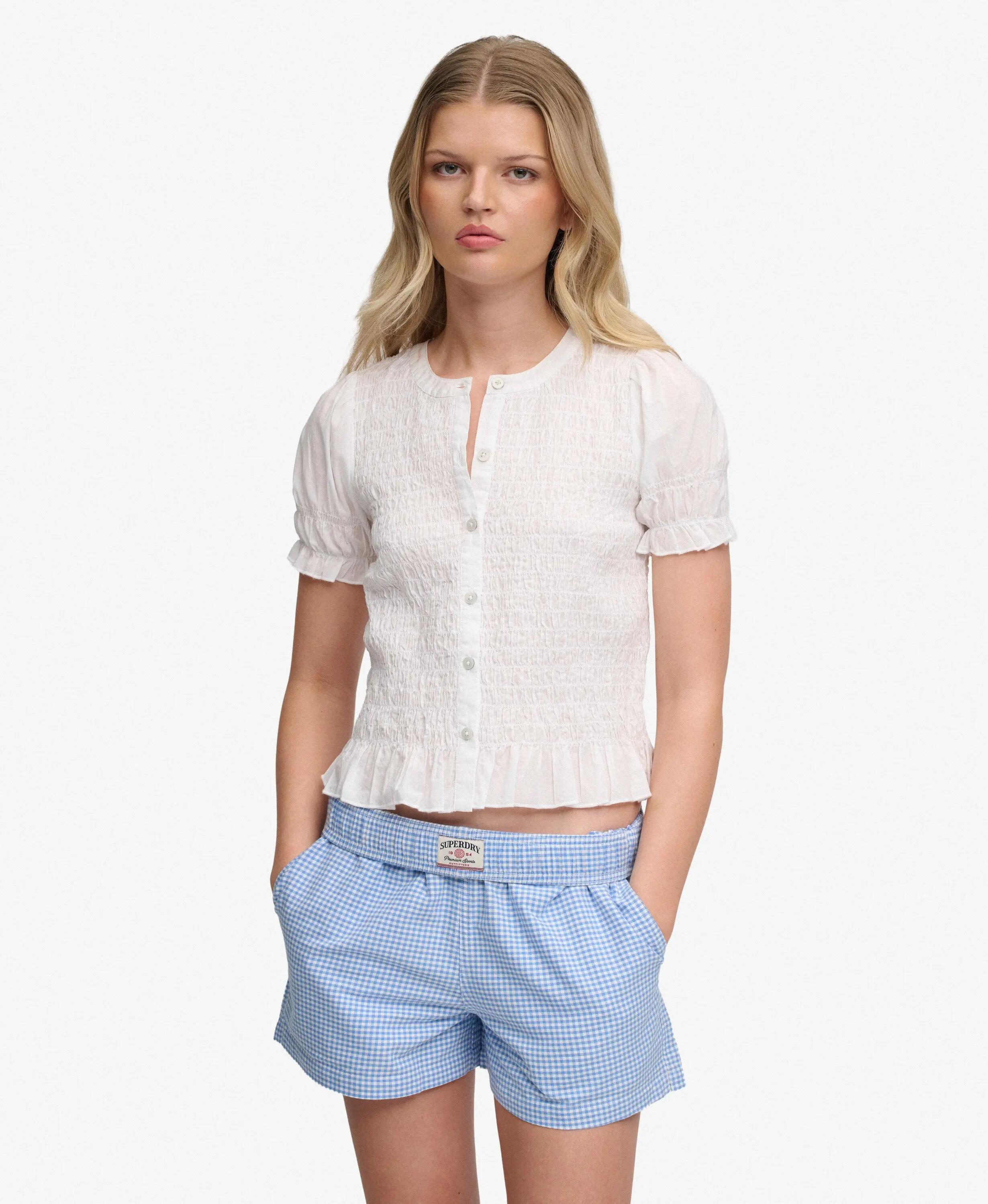 superdry Short Sleeve Smocked Top in 100% cotone – Slim fit 2/5