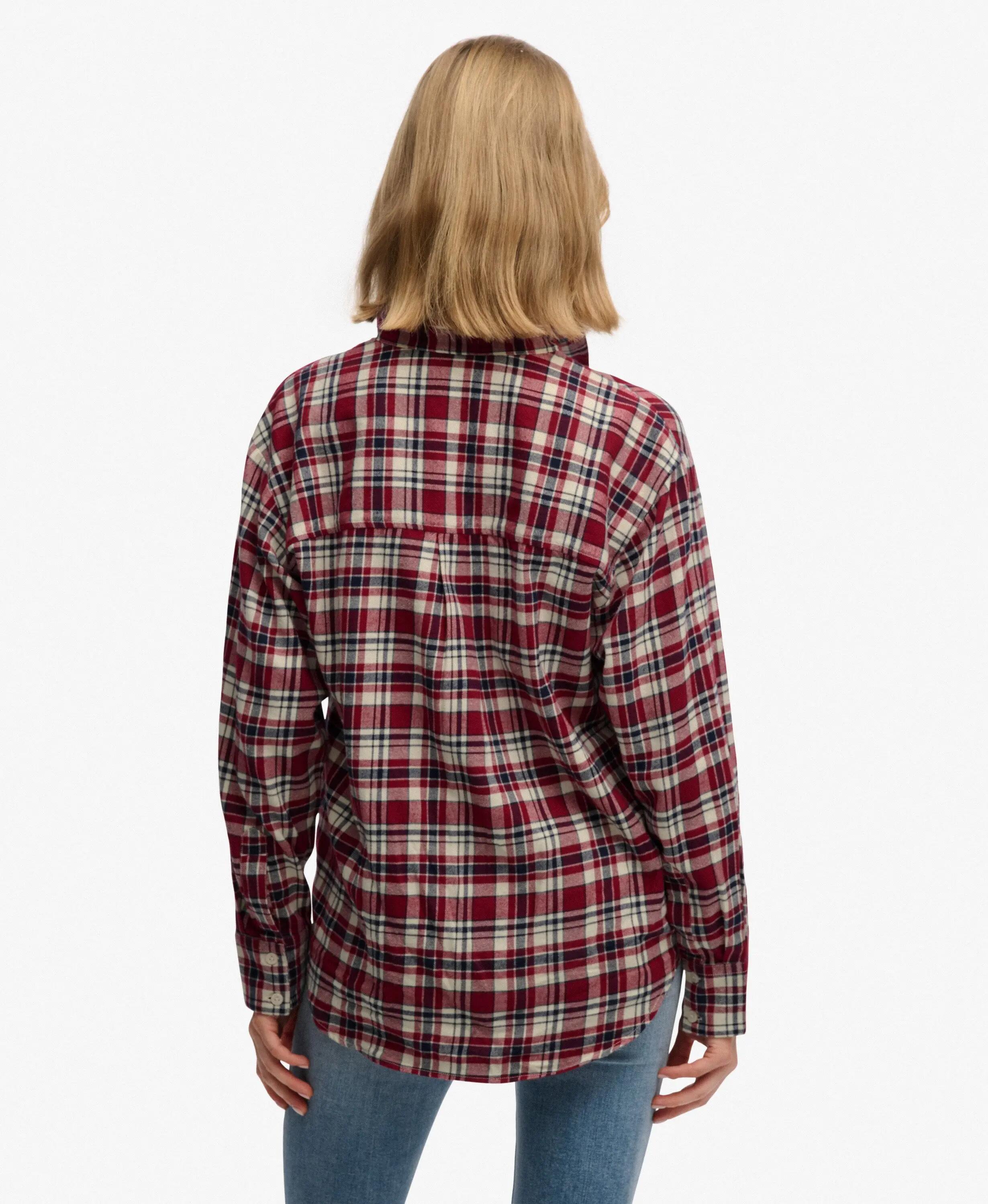 superdry Camisa Check Flannel Relaxed em algodão orgânico – Bordeaux Red Check 5/7