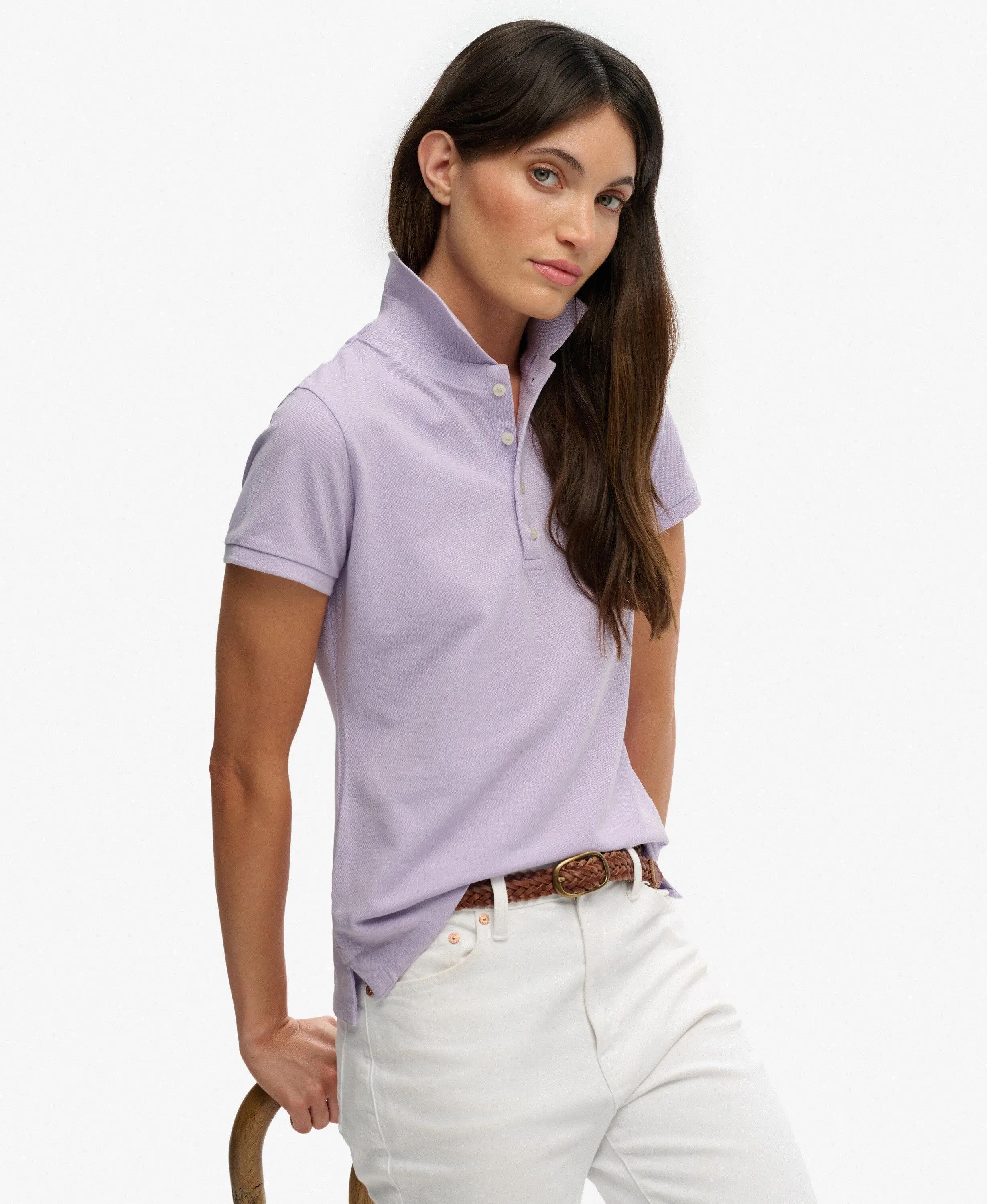 superdry Polo Heritage Slim Fit pour femme – slim, col droit – Parma Violet 3/7