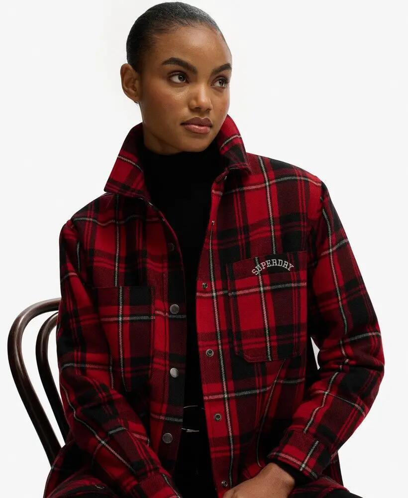 superdry Check Lined overhemd oversized rood ruit 2/7