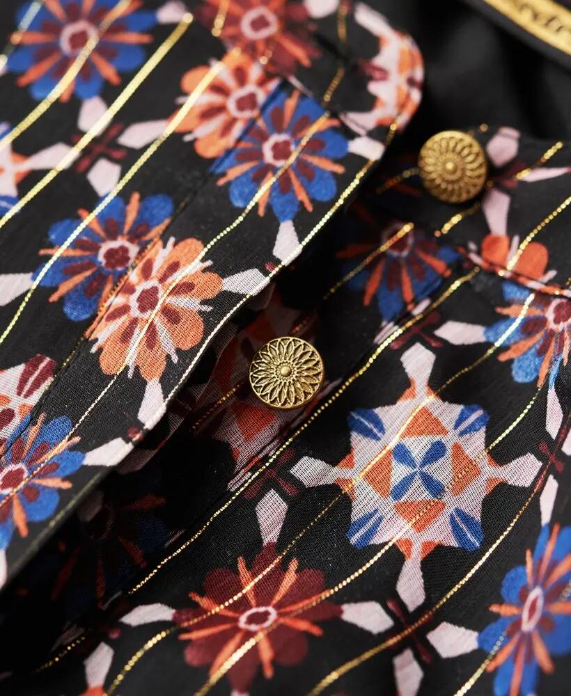 superdry Lange mouw geplooide mini-jurk Geo Floral Print 6/7