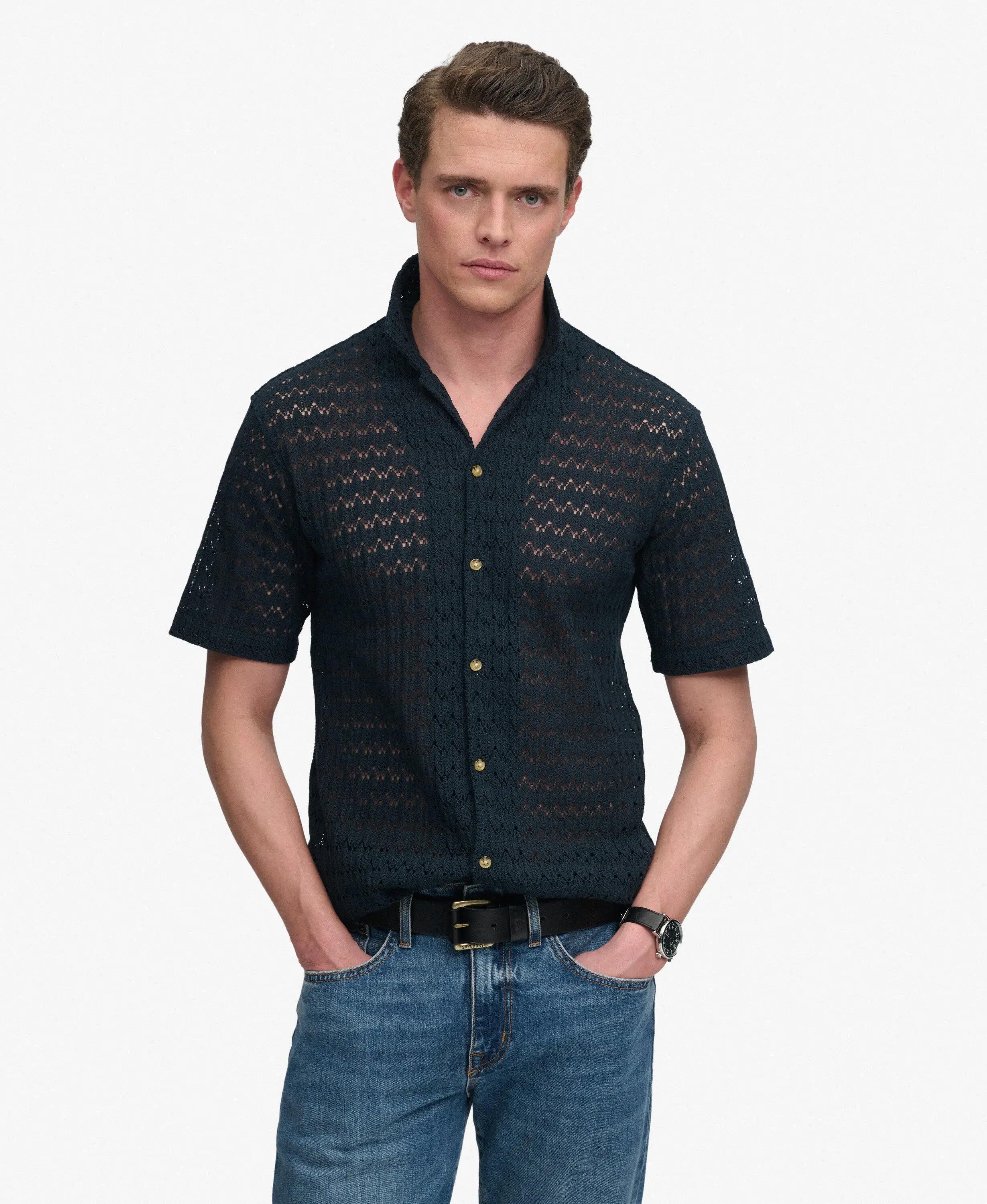 superdry Koszula Dzianinowa z Strukturą Navy Crochet 2/5