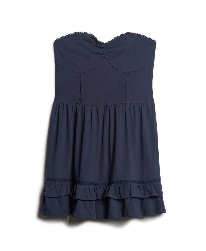 superdry vestido curto bandeau 50s em renda - Richest Navy 7/7