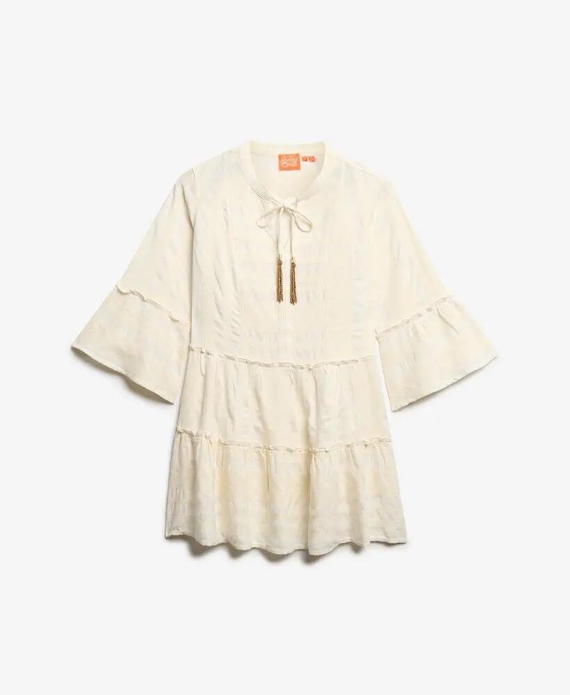 superdry Vestito mini Ibiza Ls a balze in 100% cotone 7/7