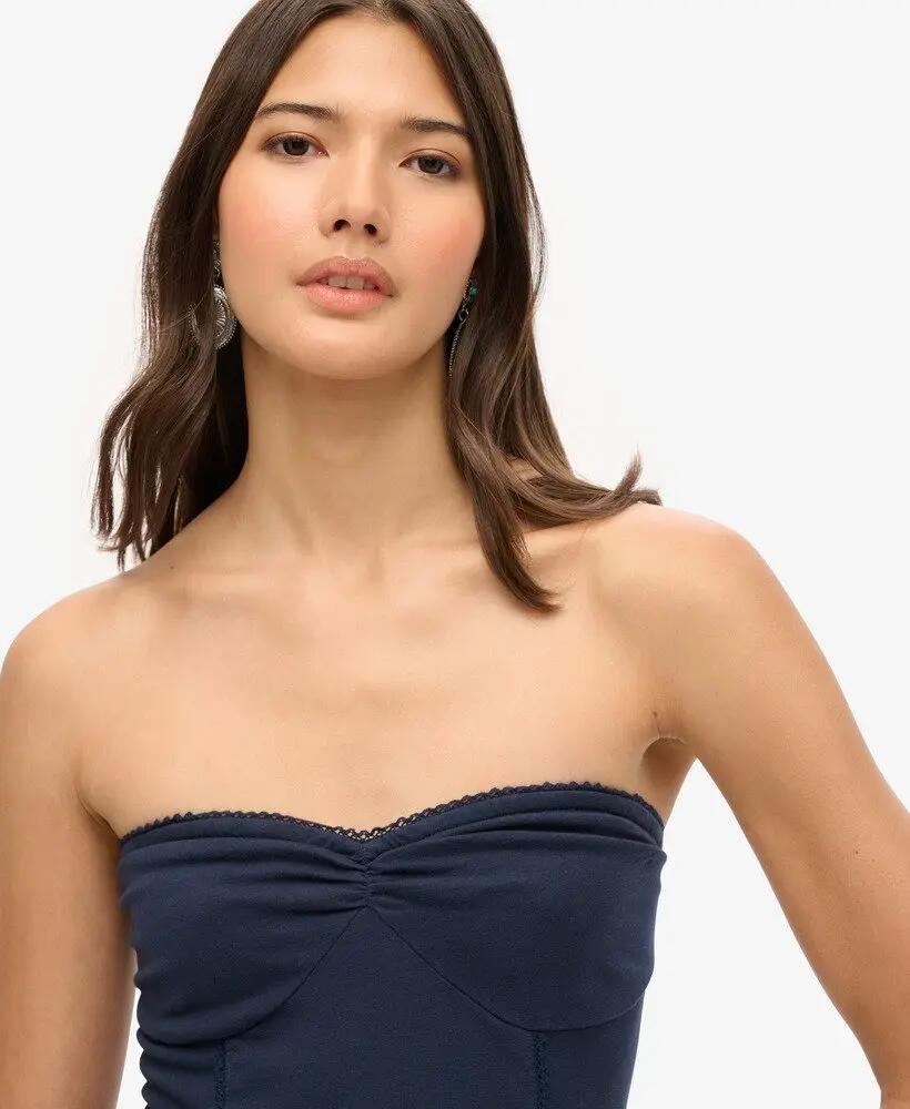 superdry vestido curto bandeau 50s em renda - Richest Navy 3/7