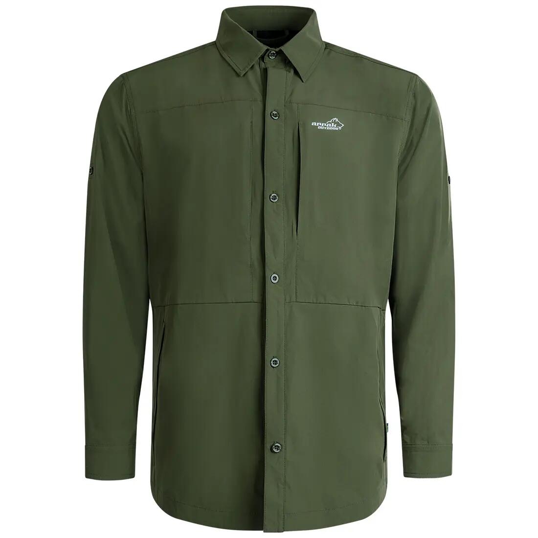 Quick-Dry-Hemd Herren Olivgrün 1/5