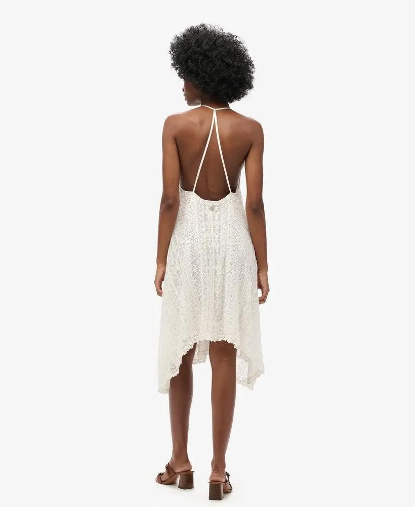 superdry All Lace Midi Dress – Vestido midi em renda Off White 4/7