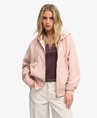 Superdry luxe casual zip hoodie – relaxed fit van gerecycled materiaal