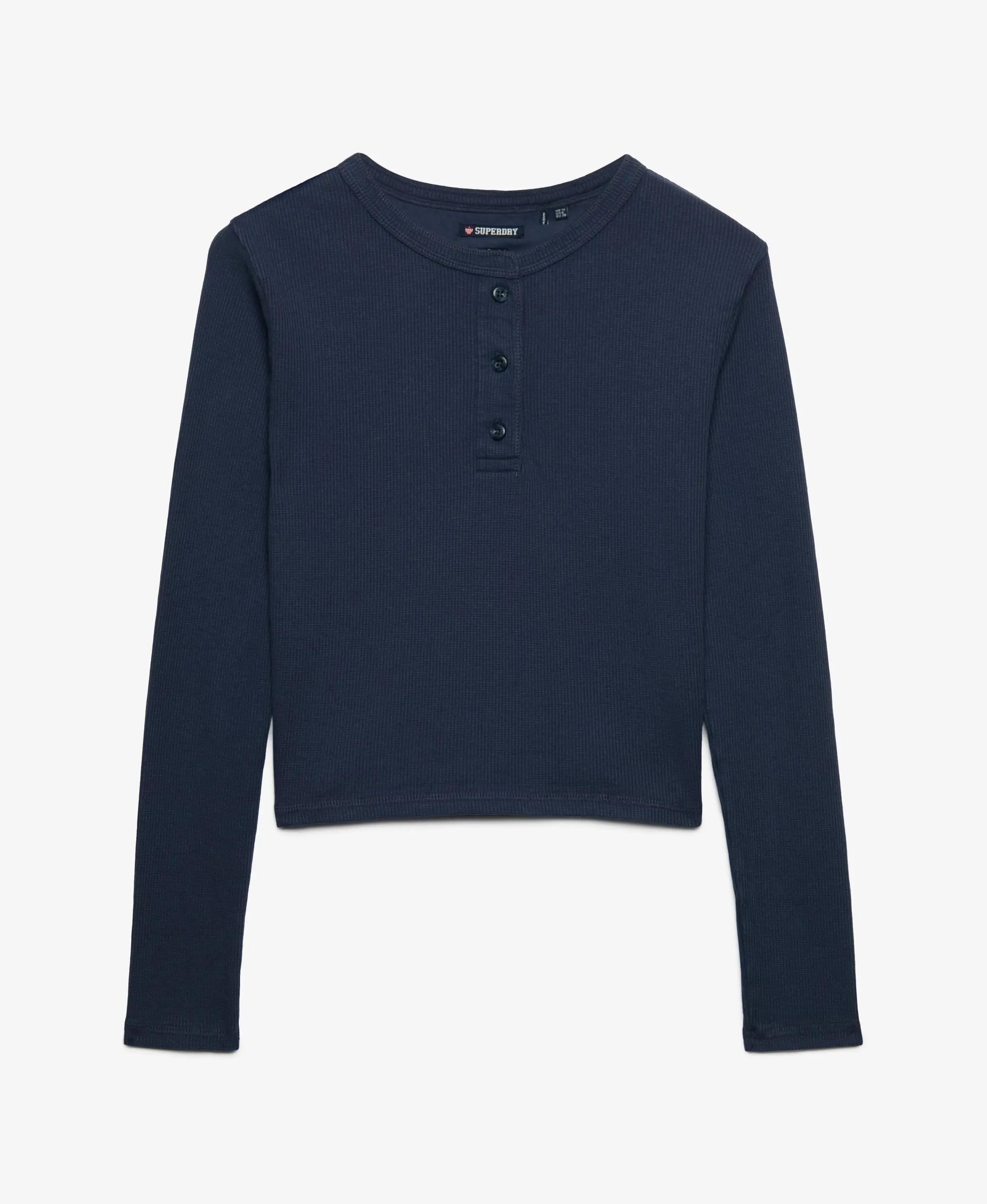 superdry Top manica lunga Waffle slim con bottoni – Tessuto morbido 7/7