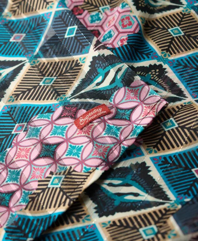 superdry Blusa Sheer Lurex stampata – Mukaitsuru Teal Pink 5/6