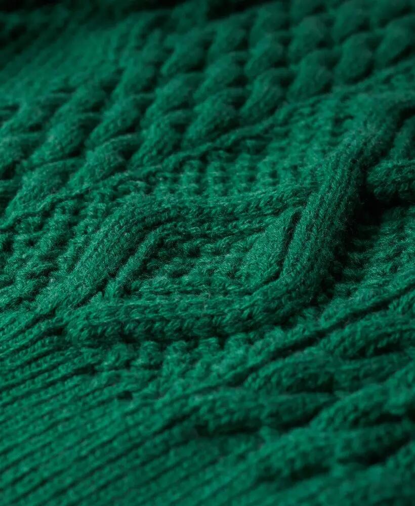 superdry Aran Cable Knit Polo Jumper mulher – malha Aran quente 5/6