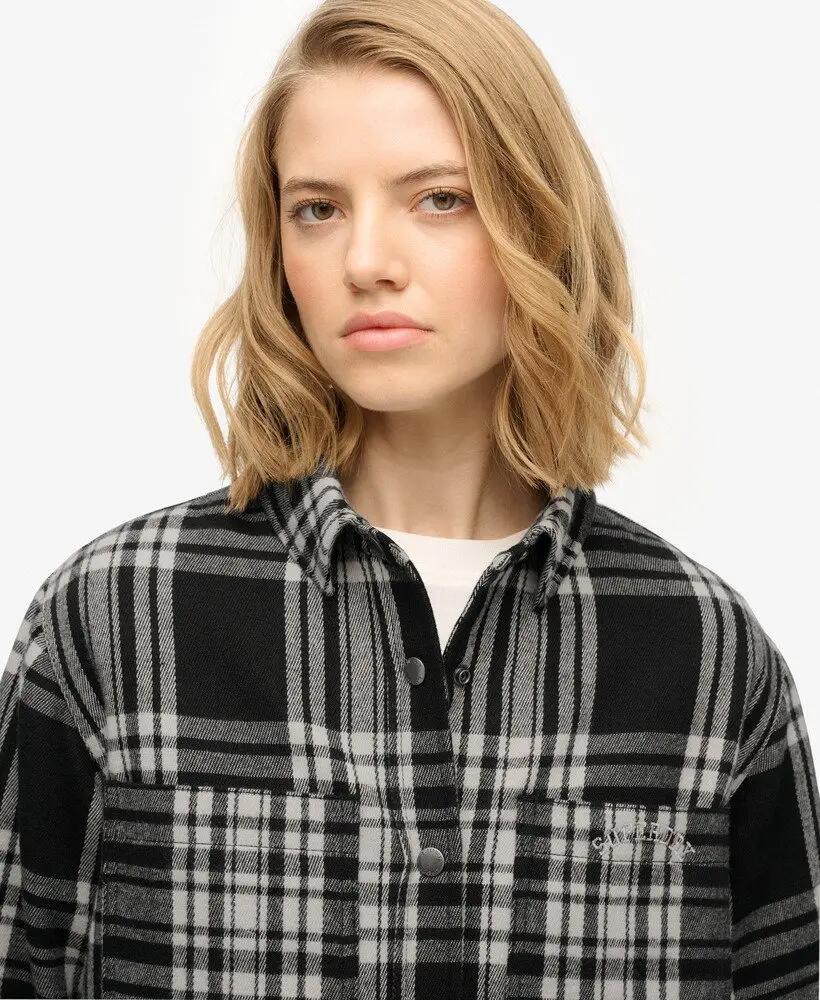 superdry Camicia Check Lined oversize in misto lana 4/7