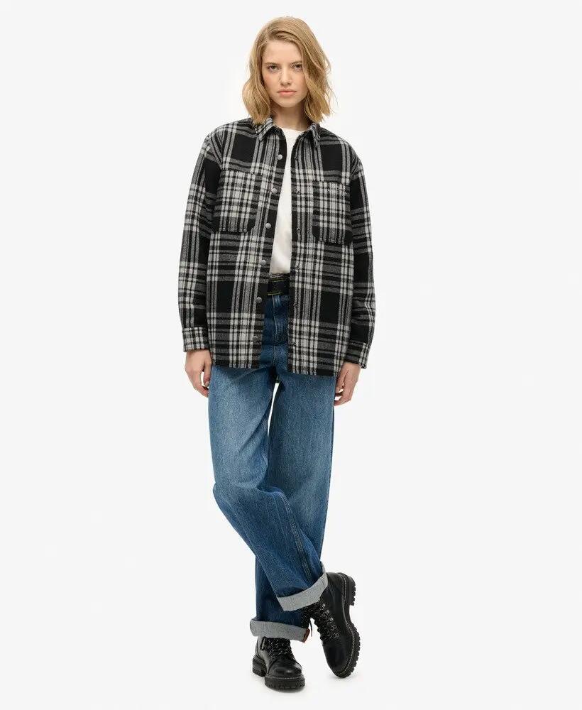 superdry Camicia Check Lined oversize in misto lana 3/7