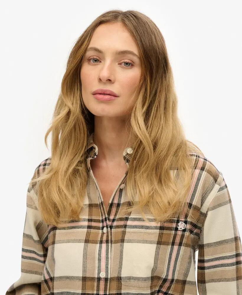 superdry Camisa Boyfriend Flanela às Riscas Oversized 4/7